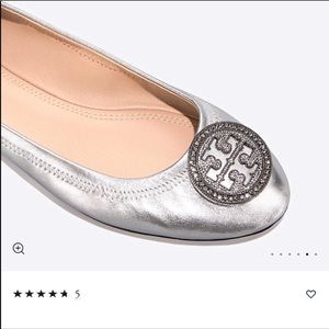 Tory Burch silver flats